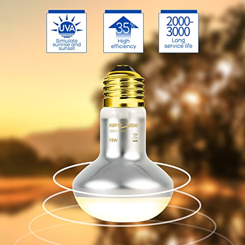 REPTI ZOO 75W Reptile Heat Lamp Bulb, 2PCS Day & Night Basking Spot Light Combo Pack Includes Infrared Heat Lamp and UVA Daylight Heating Lamp Basking Light - style: Day & Night Heat Lamp