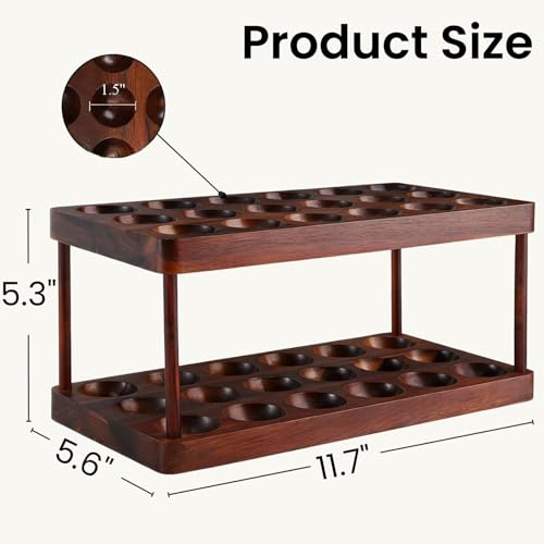 Acacia Wooden Egg Holder with Double Layers, Detachable Wooden Egg Tray Holds 36 Fresh Eggs, Countertop Storage Rack for Gathering Fresh & Easter Eggs, Rustic Decor