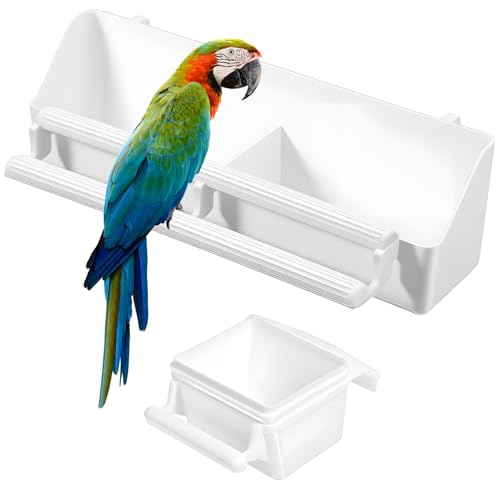 2 PCS Plastic Bird Feeder for Cage Hanging, Bird Cage Feeder, Birds Water Dispenser Bird-Feeder with Two Styles for Small Parakeet Cockatiel Canary Parrot