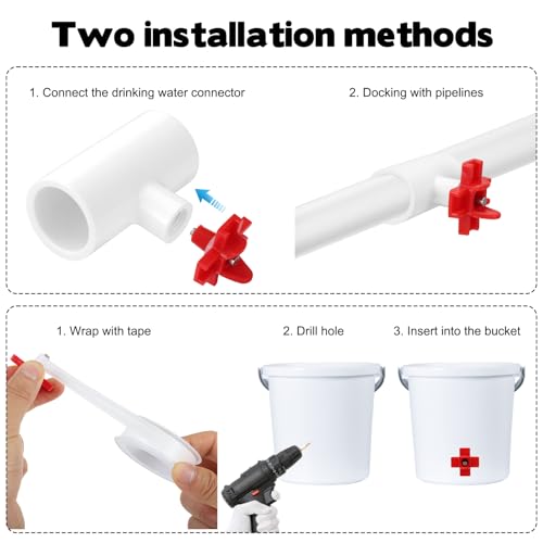 16 Pack Automatic Chicken Nipples Waterer, Horizontal Chicken Waterer Nipples with 1/2'' PVC Tee Fittings DIY Auto Chickens Waterering System Waterer Drinker and for Ducks Quail and Other Poultry