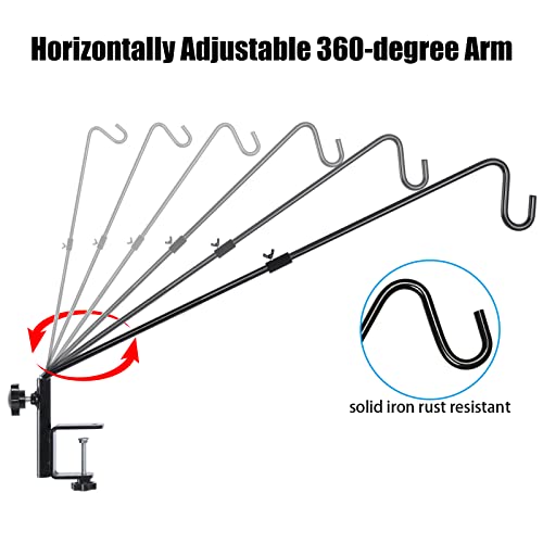 31 Inch Heavy Duty Deck Hook, Non-Slip Clamp, 360 Degree Swivel, Black for Bird Feeders, Planters, Suet Baskets, Lanterns, Wind Chimes, 2 Pack - size: 31 Inch