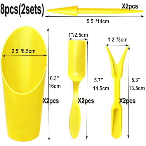 8pcs Potting Soil Scoop for Indoor Plants, Garden Tiny Plant Shovel Hand Tools Transplanting Succulent Cultivation Digging Bonsai Soil Scoops Kits Yellow 2Set - color: Yellow