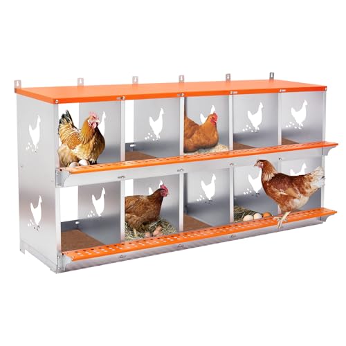 10 Compartment Galvanized Steel Nesting Box Wall Mount | Galvanized Steel Rustproof & Weather Resistant|Vented Design Keeps Interior Dry & Odor Free|Tool-Free Assembly - size: 53.0"L x 17.0"W x 25.0"H