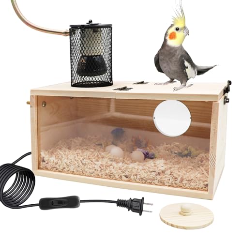 Bird House Incubator, Bird Nesting Box with Heat Lamp, 75W Ceramic Heat Emitter Heater Lamp, Birdcage Accessories, Suitable for Parrot Parakeet Cockatiel Lovebirds Budgie