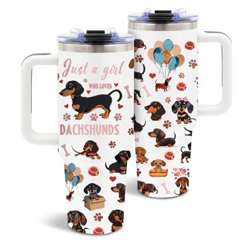 DUUV Dachshund Tumbler 40oz, Insulated Dachshund Gifts for Women Girl | Cute Weiner Dog Tumbler Leakproof, Weiner Dog Gift for Dogs Lover, Graduation Birthday Gift for Mom Friend Women, 1 Pack - color: Dachshund