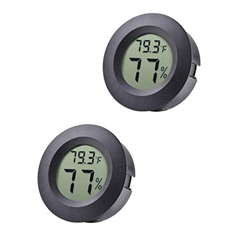 2-Pack Mini Hygrometer Thermometer Meter Digital LCD Indoor Room Monitor | 3D Printers Round Humidity Temperature Gauge for Guitar Case Greenhouse Reptile Incubator (Fahrenheit or Celsius Display)