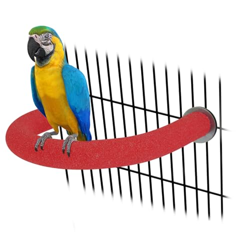 Rypet U-Shaped Large Parrot Perch, Quartz Bird Perch for Cage(Red XL) | Safe Chew & Rest Perch for Large Birds, Durable Non-Toxic Cage Accessory, for Parakeets Cockatiels Conures Macaws - color: Red, size: X-Large