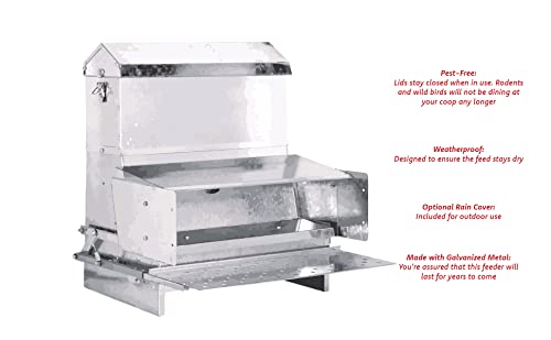 RentACoop 40lb Automatic Metal Treadle Feeder and 15lb Extension Bundle - 55lb Capacity Total