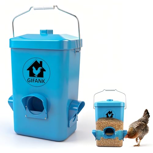 Chick Feeder 3 Gallon/26 LB Automatic Feeder Gamefowl Supplies with 3 Nipples Hanging/Standing Design for Backyard Coop & Small Farm Brooder Hens Ducks and Poultry