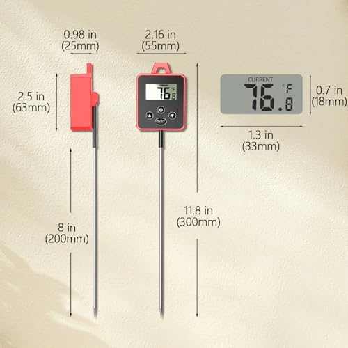 Timloon Digital Candy Thermometer with Pot Clip, Backlight LCD, 8" Long Probe, Temperature Alarm, ℃/℉ Switch, Instant Read Kitchen Thermometer for Cooking, Baking, and Candy Making