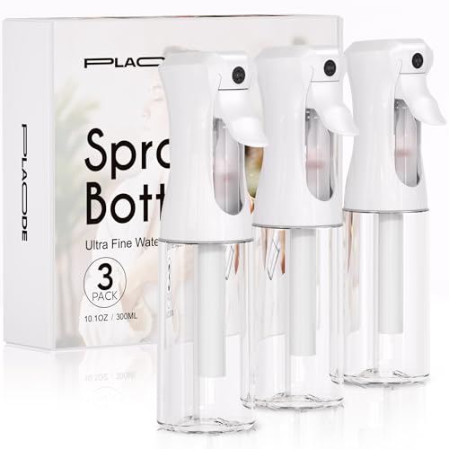 Continuous Spray Bottle for Hair Ultra Fine Mist Sprayer 3 Pack 10.1 OZ | Continuous Hair Spray Bottles Refillable Water Mister Sprayer for Hairstyling, Plants, Pets, Skincare,Salons,Barber,Cleaning - color: 3 Pack White, size: (3-Pack)-10.1 Oz