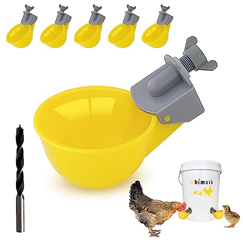 (6 Cups) Chicken Water Cups Feeder, Automatic Chicken Waterer, Anti-Leak System, Holds 50% More Water, Suitable for Chicks, Chicken, Duck, Quail, Turkey