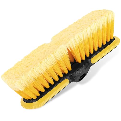 Car Wash Brush, 10'' Soft Bristle Scrub Rv Brush Head for Washing Exterior | Outdoor Broom and Truck Brush for Cleaning Window, Wall, House Floor, Deck, Patio, Boat, Vehicles