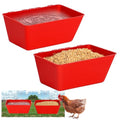 2 Pack Chicken Feeder Waterer 2.5 Quart Hanging Poultry Feeders Trough | Versatile Chicken Feeding Container with Hooks for Duck Goose Rabbit Duck Feeder Poultry and Livestock Water Trough（Red） - color: Red