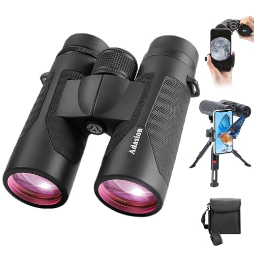 12x42 Binoculars for Adults High Powered with Phone Adapter & Tripod | Super Bright BAK4 Prism, Waterproof, for Bird Watching Cruise Travel Safari Hunting Hiking Sports - color: Black