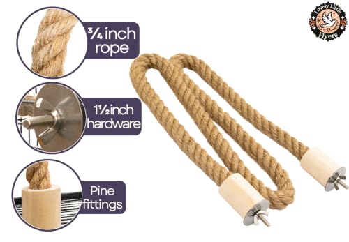 Bird Rope Perch for Parrots, Bendable Natural Jute Boing with Pine Wood and Stainless Steel Mount, Cotton Alternative, Cage Accessory for Parrots (Brown, 4 feet) - size: 4 feet