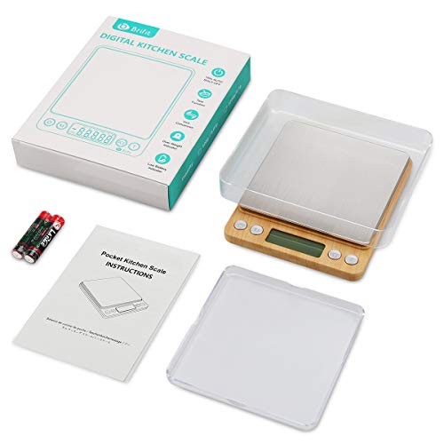 AMIR Digital Kitchen Scale, 500g Mini Pocket Jewelry Scale, Cooking Digital Food Scale with Back-Lit LCD Display, 2 Trays, 6 Units (Battery Included) - color: Yellow