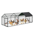 Metal Chicken Coop with Waterproof and Anti-UV Cover, 120" x40" x40" Chicken Run with 3 Doors, Outdoor Chicken Coop for Yard, Walk in Poultry Cage for Rabbit Duck Goose, Black