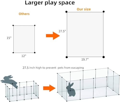 LURIVA Large Transparent Pet Playpen, 28" H x 20" W, Dog Playpen, Small Animal Playpen, Puppy Playpen, Rabbit Playpen, Dog Pen, Dog Fence, for Kittens, Ferrets, Guinea Pigs, Indoor Use, 12 Panels