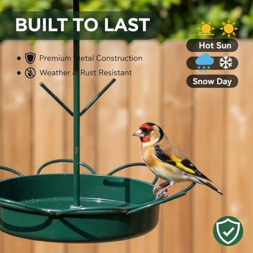 Outdoor Squirrel-Proof Bird Feeder, Hanging Metal, Large Capacity, Bite-Resistant and Weatherproof, Attracts Wild Birds - color: Silver