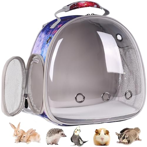 Guinea Pig Carrier Backpack, Bearded Dragon Backpack, Reptile Lizard Clear Space Capsule Bubble Astronaut Window Backpack Carrier for Bunny Hedgehog Rabbit Hamster (Galaxy Blue) - color: Galaxy Blue