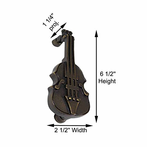 Renovators Supply Manufacturing Brass Door Knockers for Front Door 6.5 in. Violin Style Antique Brass Door Knocker with Mounting Hardware - color: Antique Brass Violin