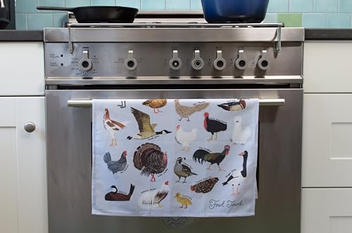 The Unemployed Philosophers Guild Fowl Towel - 100% Cotton Bird Themed Novelty Kitchen Dish Towel Featuring Ducks, Chickens, Swans, and More, 18" x 25.5"