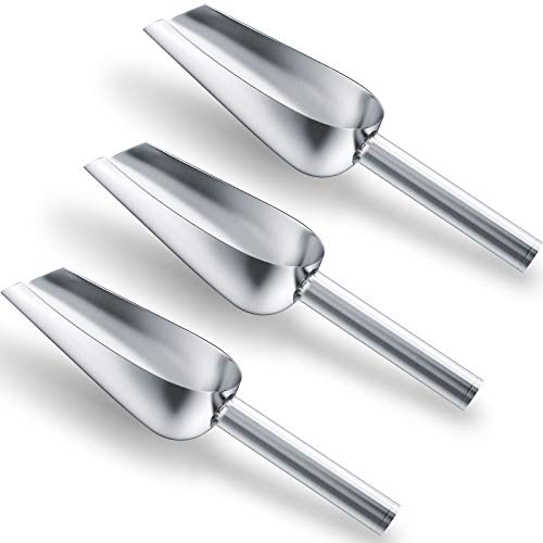 3 Packs 6 Ounce Stainless Steel Ice Scoop Small Metal Food Scoop | Metal Scoop for Home Kitchen Shop Bar Buffet Ice Cube Candy Popcorn Coffee Beans Food Jars Canister