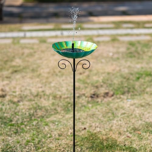 Metal Bird Baths for Outdoors | 39" H Birdbath with 10 Inch Bowl, Standing Bird Bath & Bird Feeder for Outside Garden Patio Yard Lawn Decor, Yellow Green - color: Yellow Green