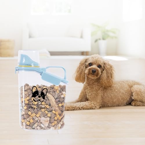 Dog Food Storage Container Airtight Portable Dog Food Container with Handled Lid and Pour Spout,Food Storage for Dog Dry Food Small Pet Food Container with Measuring Cup for Home, Travel,2.8L Blue - color: BLUE-DOG