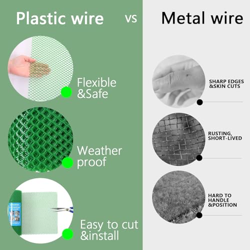 Pet Proof Barrier Net, Green Plastic Chicken Wire Mesh Fencing 15.7IN x 33FT, Balcony Cat Safety Net & Garden Snake Barrier, Heavy Duty Protection for Chicken Coops, Rabbit Hutches, Dog Kennels - color: Green, size: 15.7 IN * 33 FT
