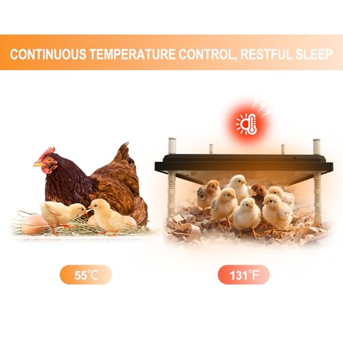 ZIDA Chick Brooders Heating Plate - 16 x 24 Inch Height and Angle Adjustable, Constant Temperature Setting 80w Brooder Heat Plate, Can Heat 50 Chicks, Low Decibel, Energy Saving and Safer