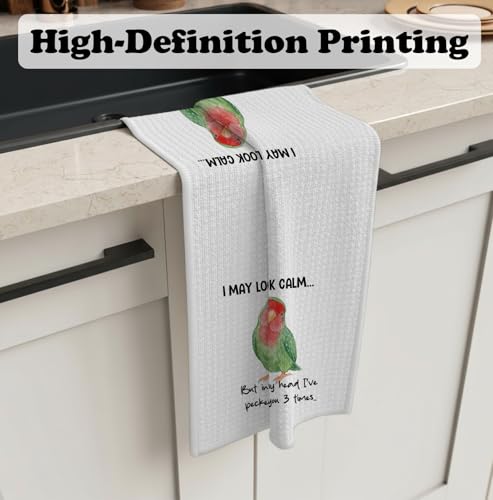 Parrot Kitchen Towel Decorative,I May Look Calm... Funny Parrots Gifts Dish Towels,Parrot Lover Gifts Hand Towels Drying Cloth for Kitchen Bathroom Decor,16x24 Inch - color: Funny-parrot