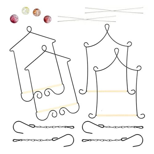 Metal Frame Hummingbird Swings and Perches with Wooden Dowel Black Bird Swing Outdoor Bird Perch Humming Bird Swing (4PK) - style: 4PK
