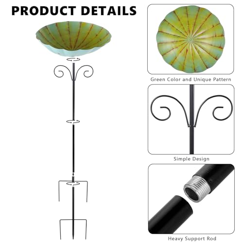 Metal Bird Baths for Outdoors | 39" H Birdbath with 10 Inch Bowl, Standing Bird Bath & Bird Feeder for Outside Garden Patio Yard Lawn Decor, Yellow Green - color: Yellow Green