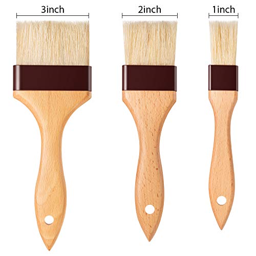 Boao 4 Pcs Pastry Brush, Natural Bristle Basting Brush for Cooking and Baking, BBQ Brushes for Butter, Baster, Oil, Egg, Sauce, Turkey, Grilling, Marinade and Kitchen Food(1, 2, 3 Inch) - size: 1, 2, 3 Inch