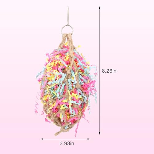 Hypeety Bird Shredding Foraging Toy Parrot Cage Hanging Paper Chew Toy | Colorful paper roll shredder, refillable and interactive, climbing for parakeets/cockatiels/conures, cage supply accessories - color: Shredding Toy