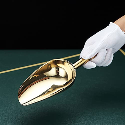 Gold Ice Scoop, Fashion Ice Cream Scoop, Premium Stainless Steel Cookie Scoop, Dog Food Scoop, Sturdy Flour Scoop, Utility Candy Scoop, Dishwasher Safe (8oz/9 Inch) - color: 3. Gold