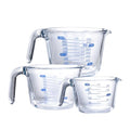 Clear Glass Measuring Jug 3 Pack Kitchen Measuring Cups with Scale | With scale, matched egg beater & flour measurer, dishwasher safe. Sizes:250ml,500ml,1000ml - color: Transparent