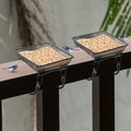2 Pcs Deck Railing Balcony Bird Feeder Tray with 4 Fixed Elastic Ropes | 7x7x2 Inch, Metal Iron, Rust-resistant, Fits Deck Railing, Balcony, Garden Wall, Backyard, for Wild Birds and Squirrels