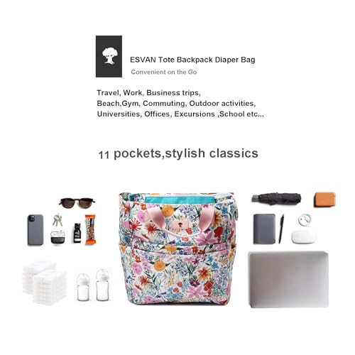 Diaper Tote Bag Totepack Backpack Crossbody Bag 3 in 1 for Women Laptop Backpack Multifunctional with Insulated Pockets - color: A Pink