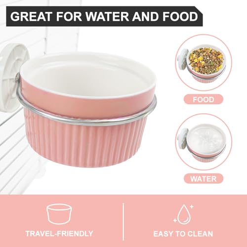 Bird Cage Feeder Parrot Food Cage Bowl Clamp Holder Coop Cup, Ceramic Bird Cage Water Bowl, Pet Feeder Cage for Parakeet African Greys Conure Cockatiels Lovebird Budgie Chinchilla-Pink - color: pink