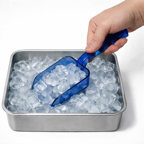 2-Pack Plastic Ice Scoop for Freezer, 8 oz Each, Clear Blue Ice Scoops | Two 8 oz small plastic ice scoops, each with a grip handle, for ice machines, ice makers, freezer bins and ice buckets