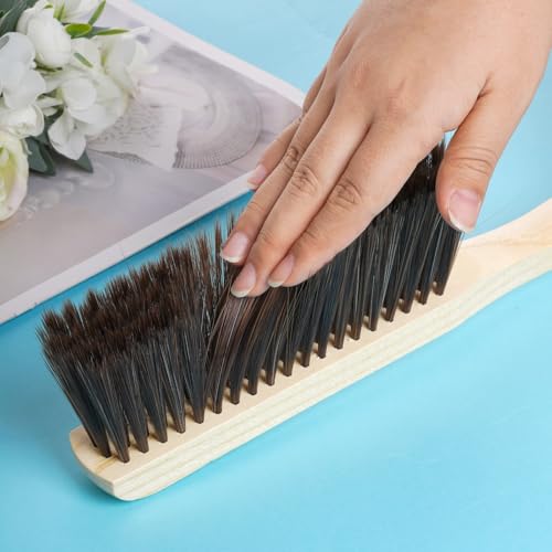 Rbenxia Wooden Handle Bench Brushes Soft Household Dust Cleaning Brushes | Soft Bristles,Fireplace,Sofa,Furniture,Workshop,Woodworking,Horse Hair Brushes,Bed,Cabinet,Car,Clothes,Coat,Counter,Desk - color: Brown