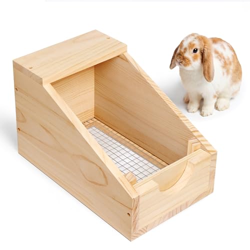 16" Wooden Rabbit Nesting Box with Stainless Steel Mesh Floor, 2cm Thick Natural Pine Bunny Breeding Box, Secure Rabbit Birthing Box & Hideout for Hutch, Easy-Clean Nesting House (1 Pcs) - color: 1 Pcs
