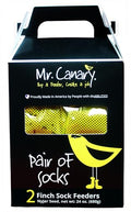 Yellow 'Pair of Socks' Finch Sock Feeders, 2pk, Seed-Filled All-Season Feeders, 24oz Total