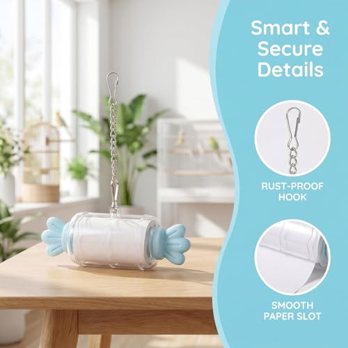 Bird Shredding Toys for Parrots,Parrot Rolling Paper Play Toy with Hanging Chain with Tissue Refill Packs,Interactive Chewing Accessory for Parakeet Cockatiel & Medium Parrot Cage Use (Blue+3Tissues) - color: Blue+3Tissues