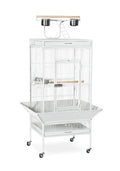 Prevue Hendryx 3152C Pet Products Wrought Iron Select Bird Cage, Chalk White, 24'' x 20'' x 60'' | Large Cage Ideal for Cockatiels, Conures, Quaker Parrots, Parakeets, Lovebirds, & Canaries, Rolling Stand with Wheels - color: Chalk White, size: 24.0"L x 2