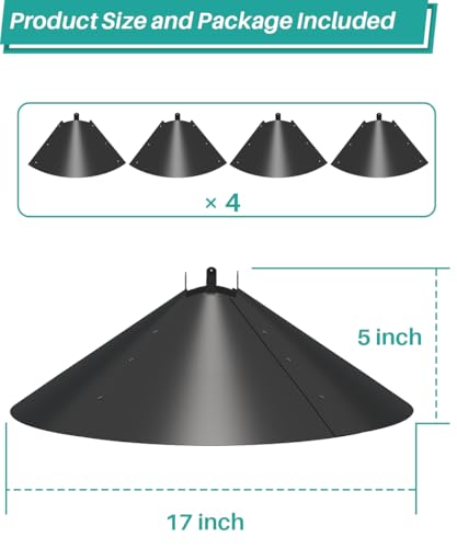 Queension Metal Squirrel Baffle for 4x4 Post, Squirrel Guard, Round, 1 Pack | Squirrel Proof Bird Feeders Baffle for Bird Feeder Poles, Squirrel Guard for Bird House Pole - style: 1 Pack
