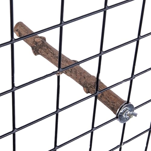 Natural Wood Bird Perch Set, 5 Branch Perches with Mounting Hardware, Parrot Cage Accessories for Claw and Beak Care (Natural, Medium)